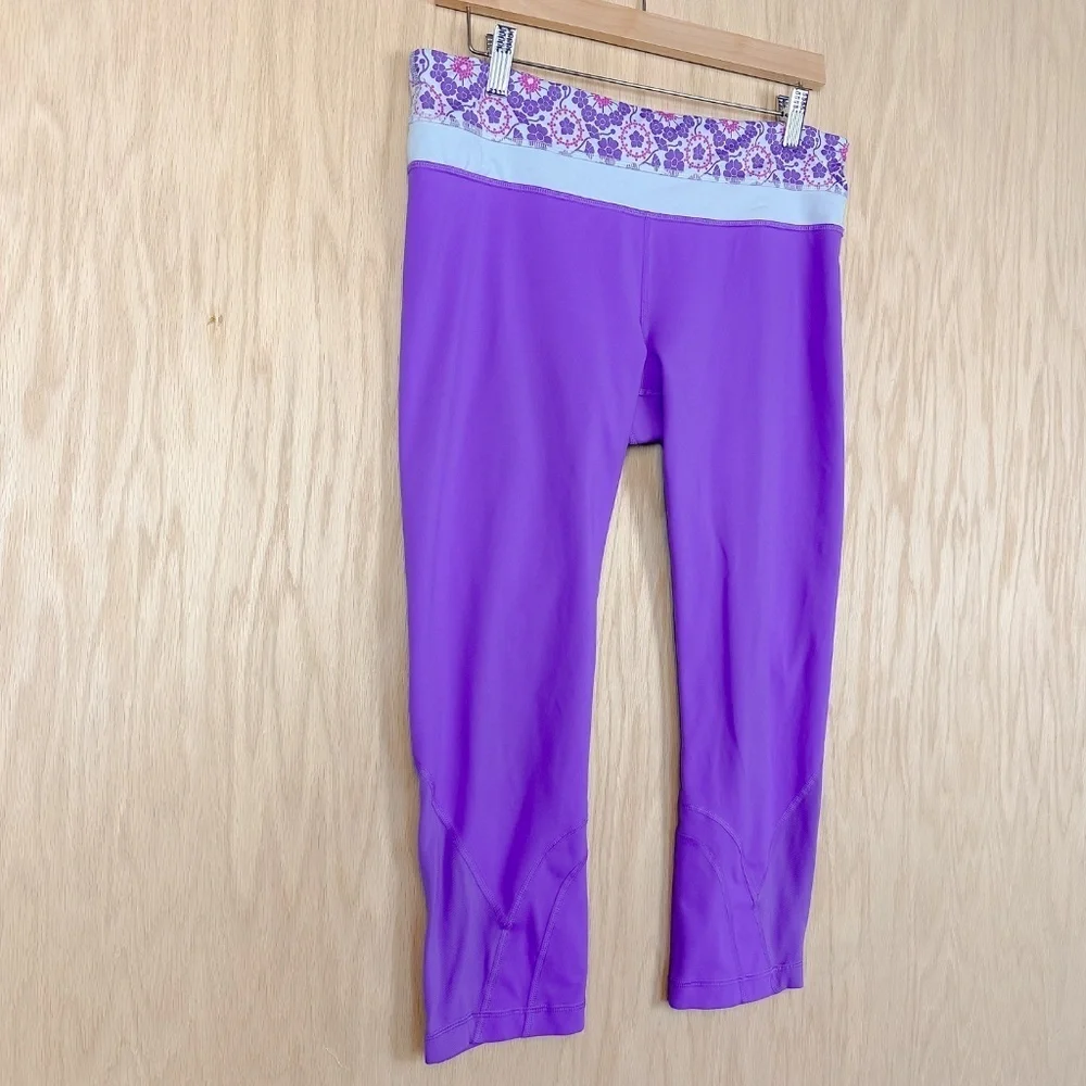 Lululemon Run Inspire Crop II Size 10 Leggings Twiggy Power Purple Aquamarine